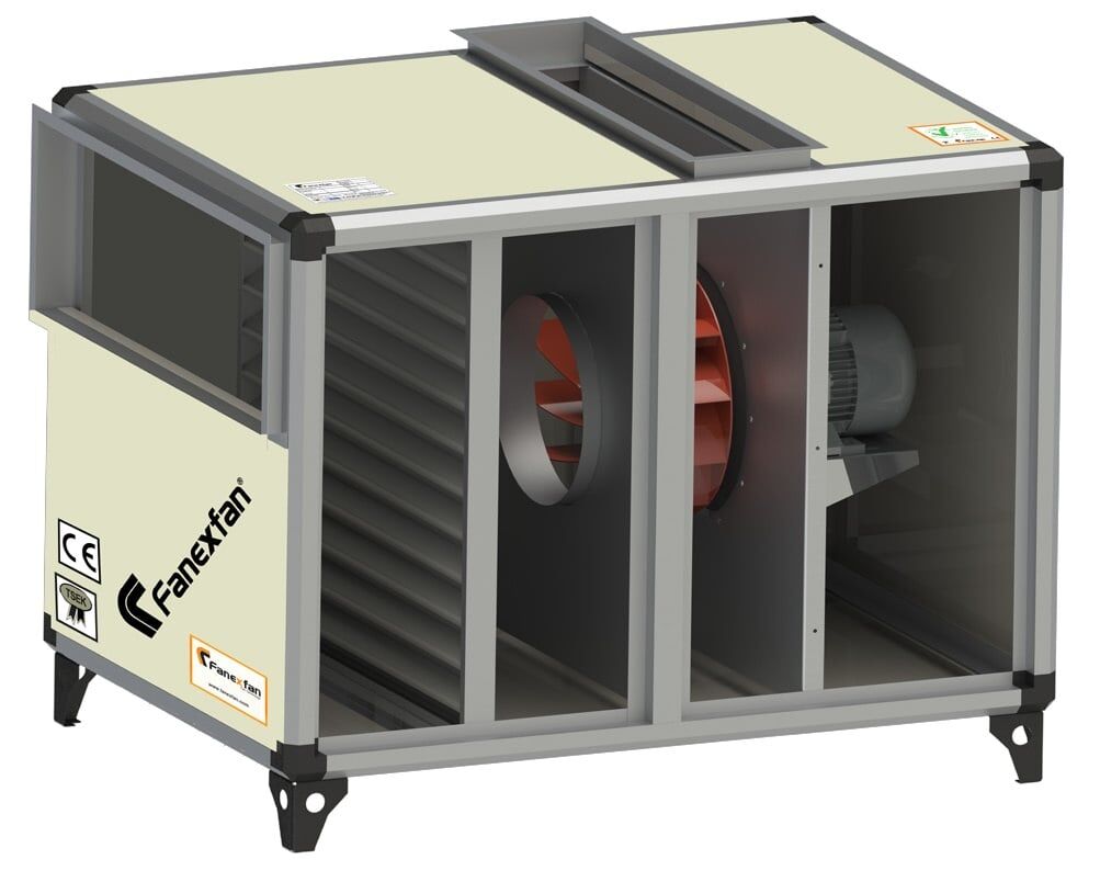 Fanex FMEF-7,5 Kabinli seyrek kanatlı yağ filtreli mutfak egzoz fanları Trifaze