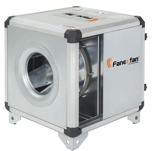 Fanex FPH-355 Harici motorlu tek cidarlı akustik izoleli hücreli fan (geriye eğimli plug fanlı) Trifaze