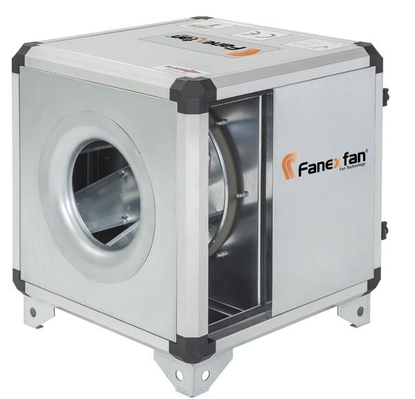 Fanex FPH-500 Harici motorlu tek cidarlı akustik izoleli hücreli fan (geriye eğimli plug fanlı) Trifaze