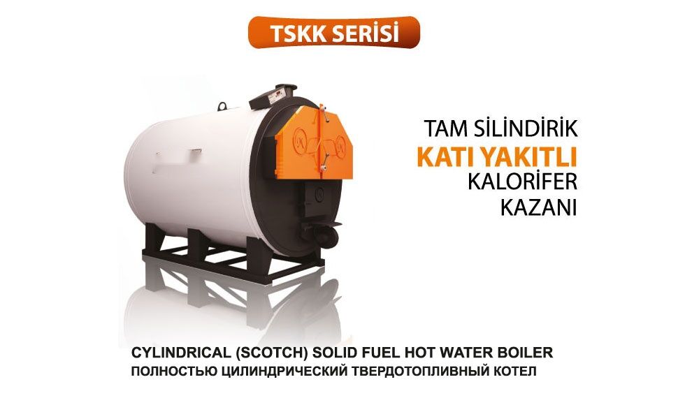 TSKK 650 Tam Silindirik Katı Yakıtlı Kalorifer Kazanı, 650.000 Kcal/h, 3 Atü