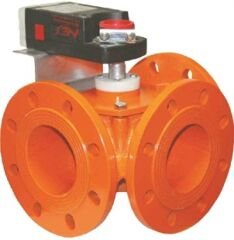 Üç Yollu Rotary Motorlu Vana (Motor Dahil) - DN100, PN16, Kvs160, Flanşlı