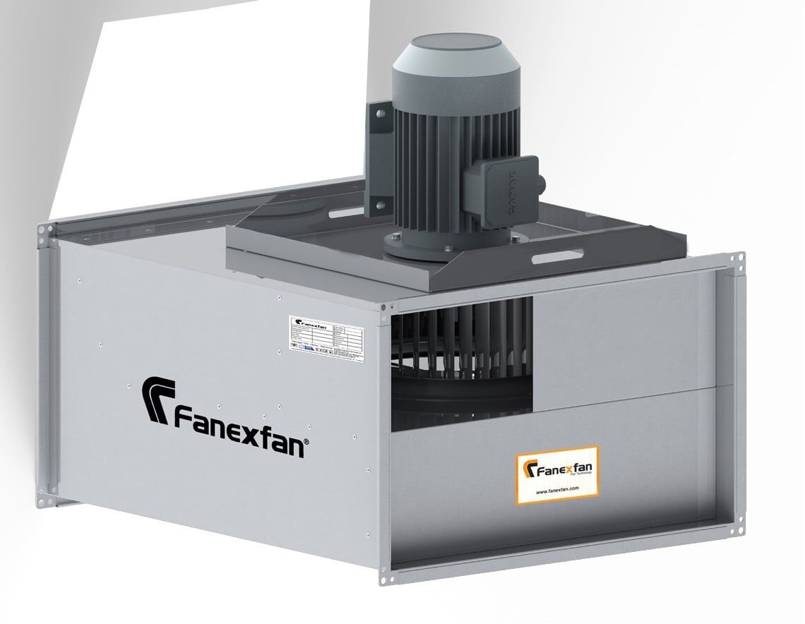 Fanex FHDK-SK-200 Harici motorlu öne eğimli sık kanatlı dikdörtgen kanal fanları Trifaze