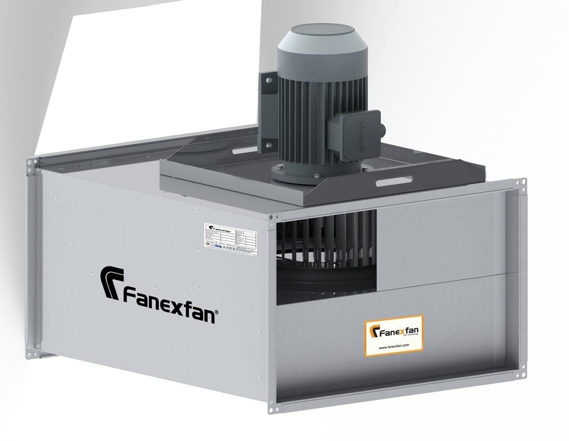Fanex FHDK-SK-280 Harici motorlu öne eğimli sık kanatlı dikdörtgen kanal fanları Trifaze
